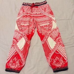 Red and white kids flowy pattern pants